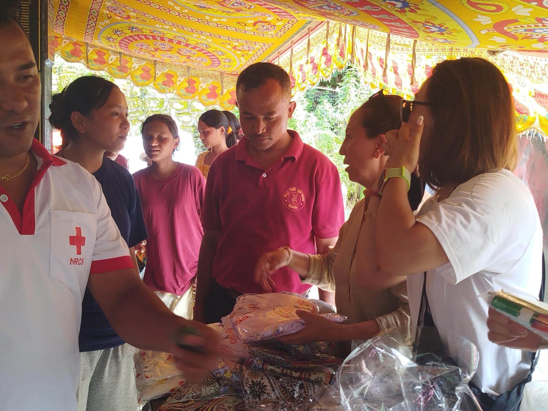 New clothing being handed out to people affected by the flood